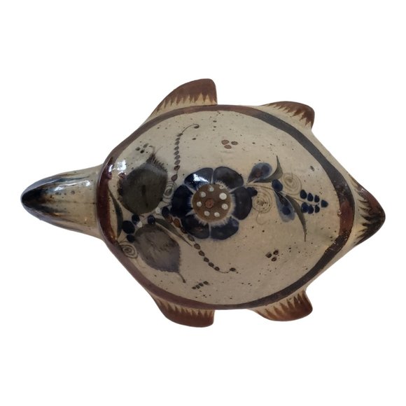 Vintage Tonala Ceramic Pottery Turtle Mexican Folk Art Floral Hand Painted - Picture 3 of 12